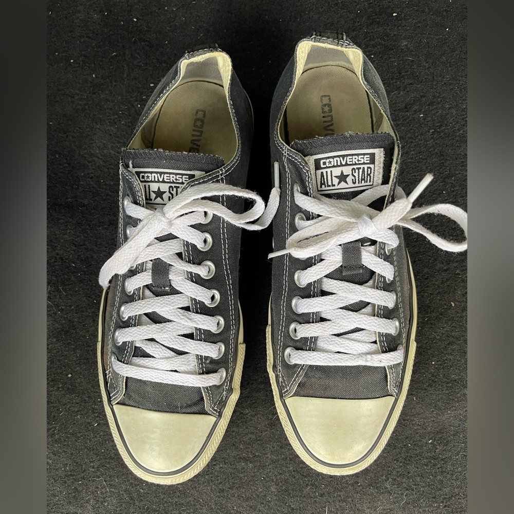Converse, white on black, size 10